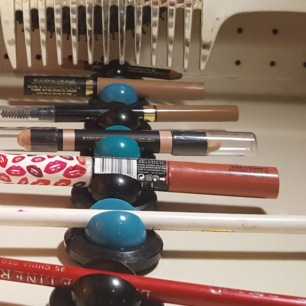 FOUR KlickFix w adhesive holders for office, tools, kitchen, bathroom, makeup!