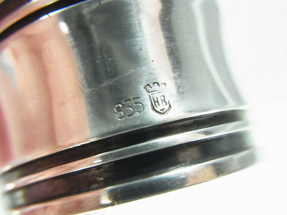Vintage German 835 Silver Napkin Ring "R" initial engraving