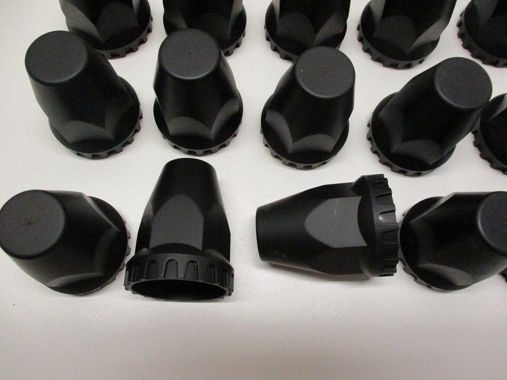 (20) Wheel Lugnut Black Plastic 33mm Thread On Nut Covers Caps / 2 3/4"