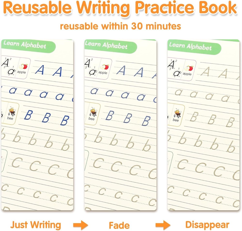 Helsort Large Magic Grooved Practice Copybook for Kids, Reusable