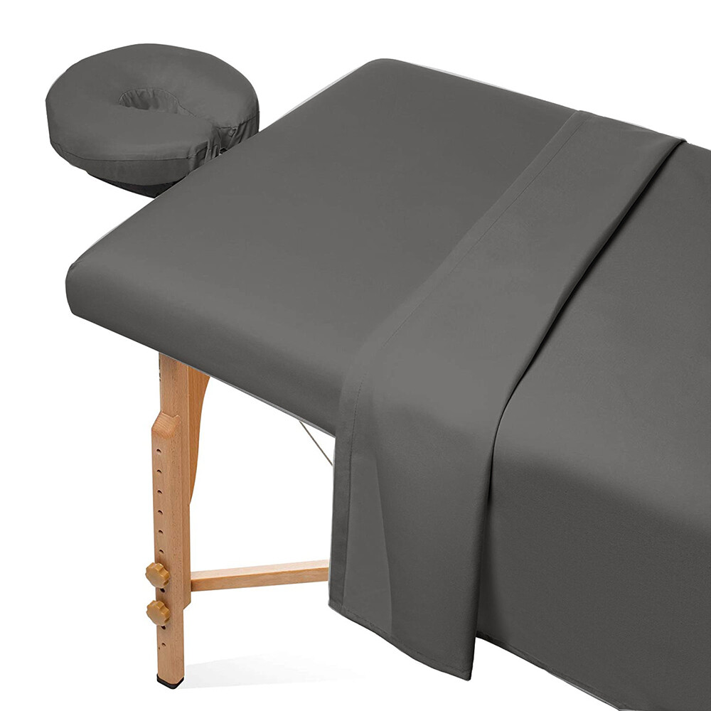 Microfiber Massage Table Sheet 3pcs Set Plain Fitted Facial Bed Covers 6 FT Bed