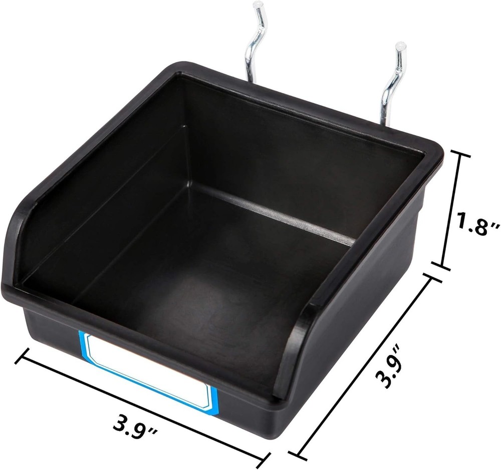 Space-Saving 10-Pack Black Pegboard Bins with Hooks & Labels - Organize Tools