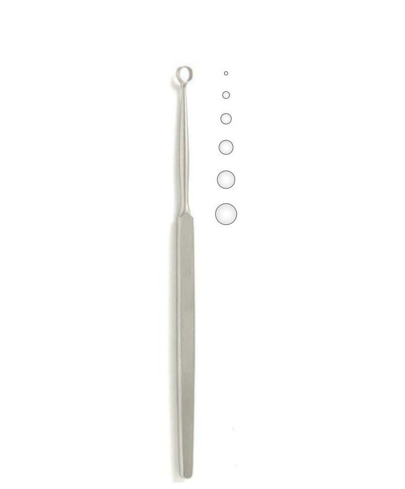 Piffard Dermal Curette, 5.5", Narrow Handle, Oval Tip, 3mm Diameter, Size: 1