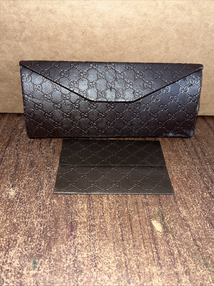 GUCCI Folding 100% Authentic Sunglass/Eyeglass case Brown 6x2.5