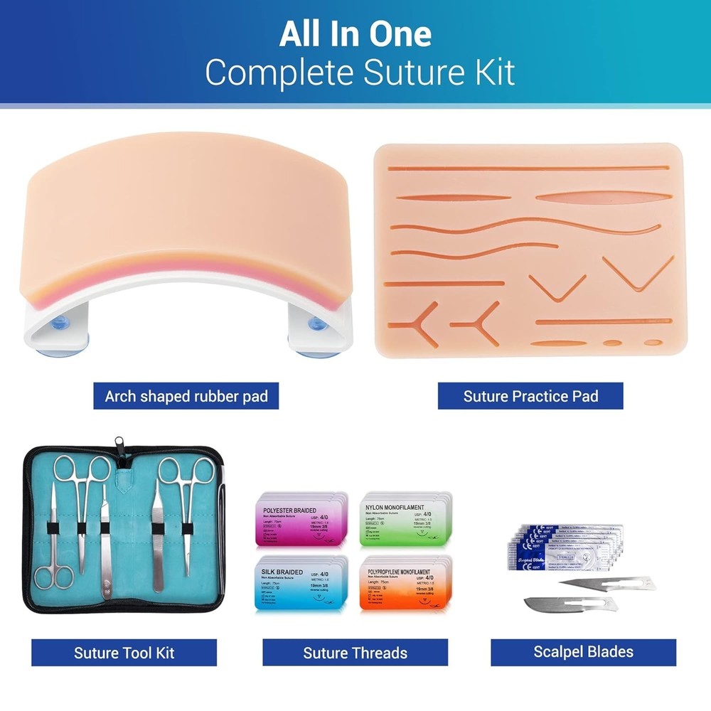Advanced Suture Practice Kit for Medical and Veterinary Students, Complete Se...