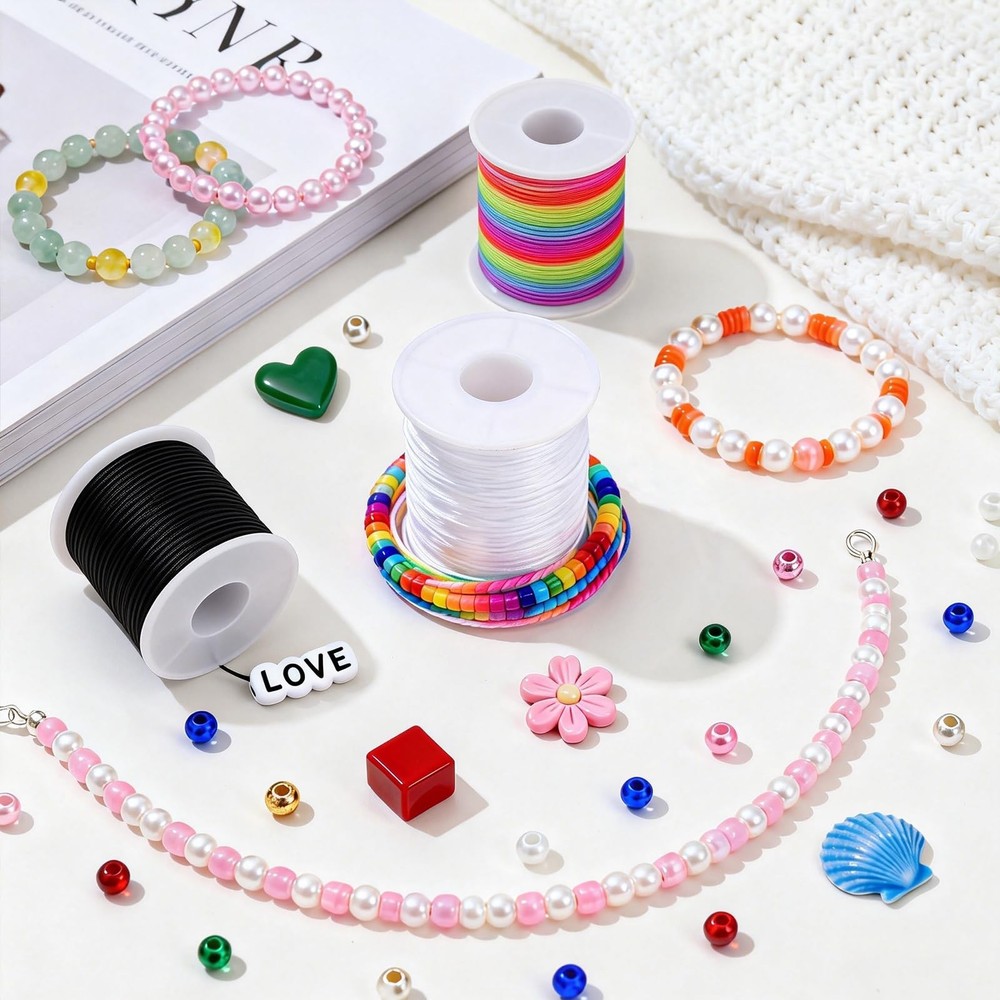 8pcs Elastic String Bracelet Making Kit, Stretchy Bracelet String (786 ft Tot...