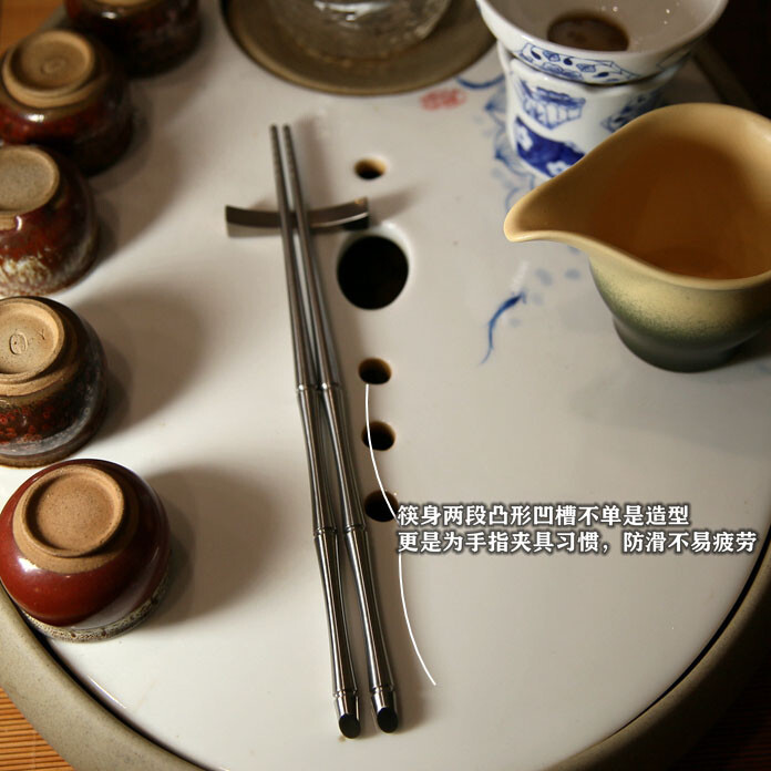 TC4 titanium alloy chopsticks non-slip Split type Solid chopsticks with Rest