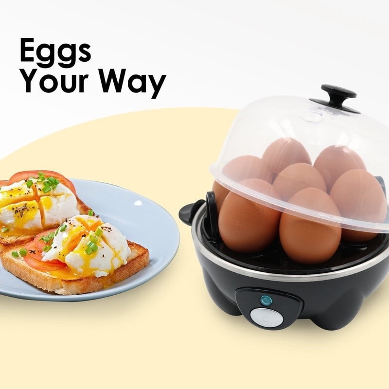 Automatic Egg Cooker 7 Eggs Soft Medium Hard Boiled Timer Poaching Tray New