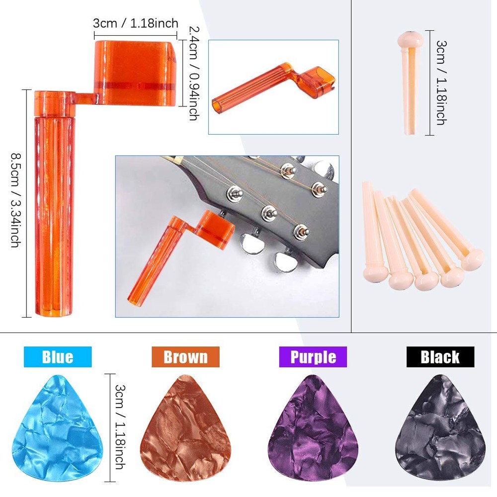 28Pcs Guitar Maintenance and Repair Kit Including Fingerboard Protector, Hex ...