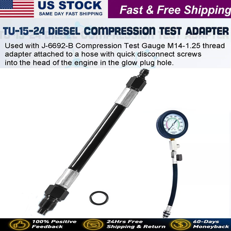 TU-15-24 Diesel Compression Test Adapter M14-1.25 Glow Plug Thread Adapter