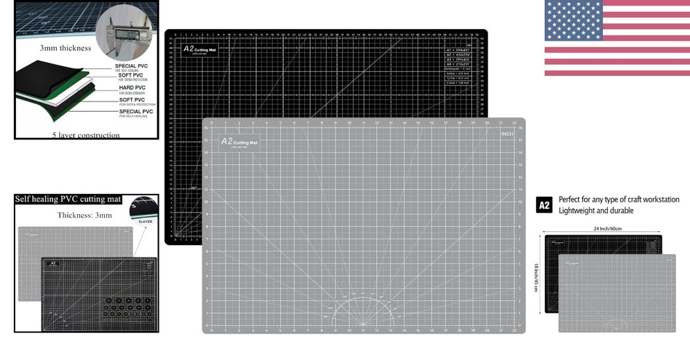 Durable A2 Rotary Cutting Mat 18"x24" - Ideal for Sewing & Leather Projects