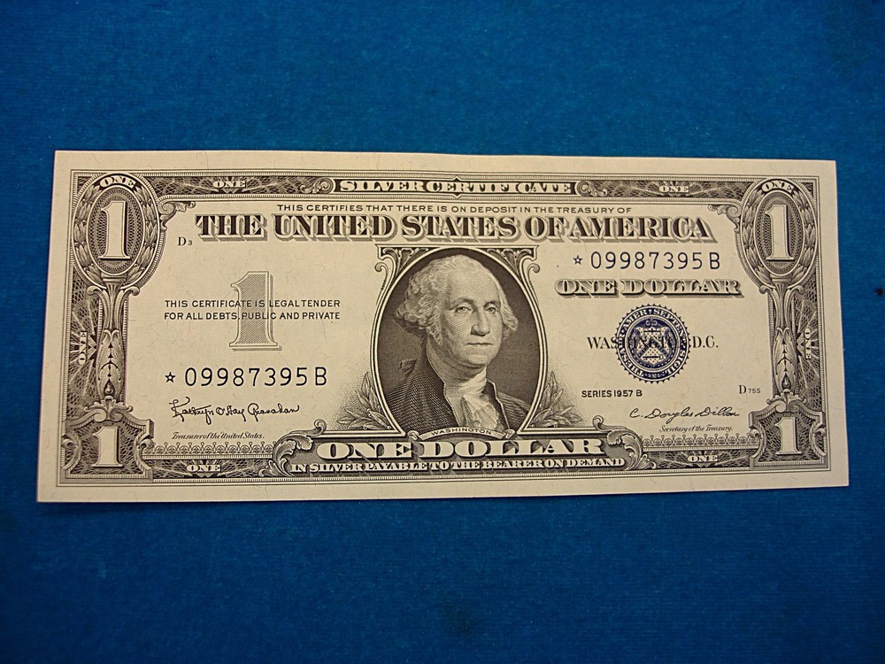 SERIES 1957B  $1 SILVER CERTIFICATE **STAR NOTE** - CRISP& NICE REPLACEMENT NOTE