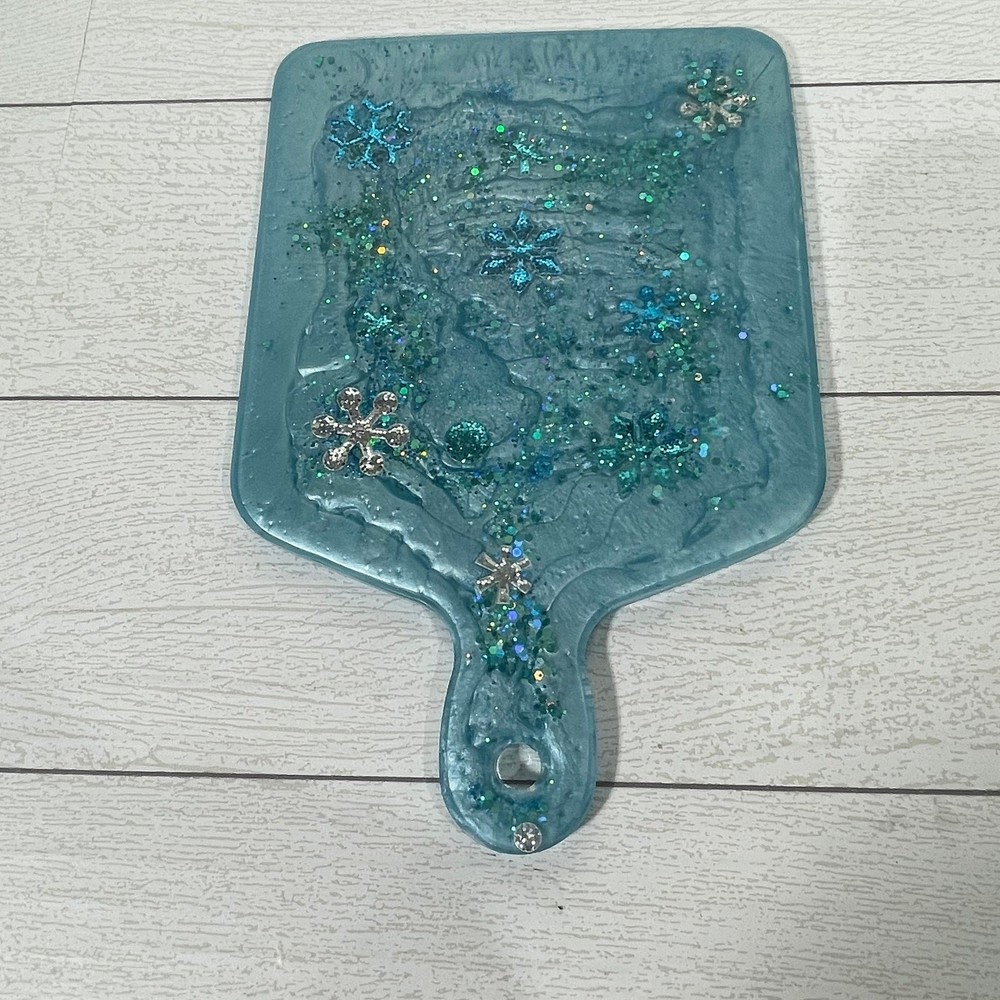 Blue Winter Resin Serving Tray Cutting Board