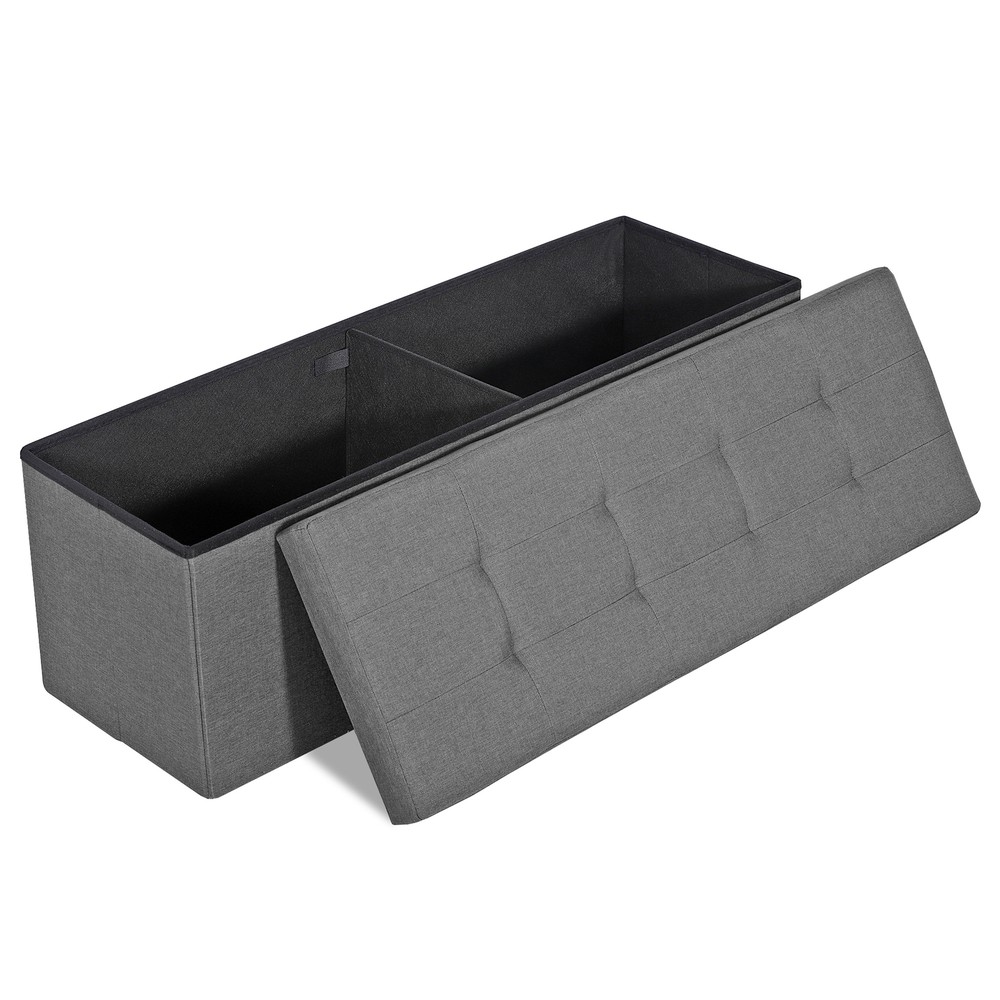Folding Storage Ottoman Bench 43'' Light Gray FootStool Storage Bench Bedroom