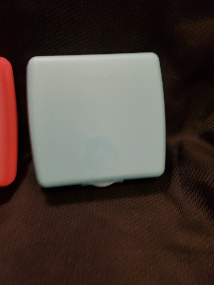 Tupperware Sandwich Keeper Container Hinged 1 Pink and 1 Blue Square