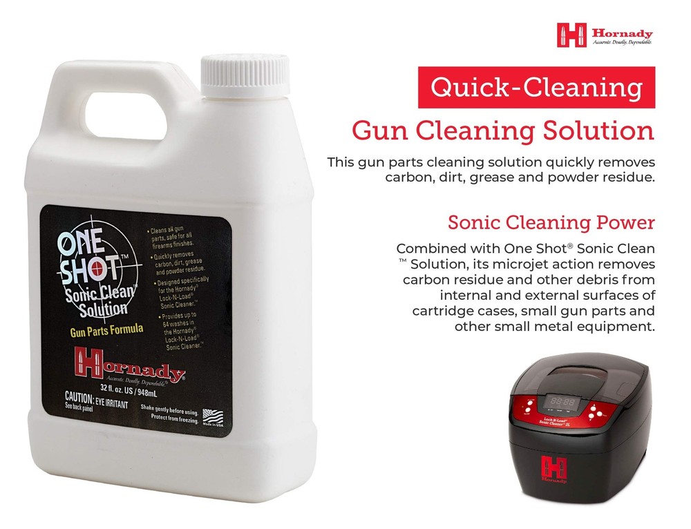 Hornady One Shot Sonic Clean Solution, 1 Quart – Gun Cleaner Solution, Clean ...