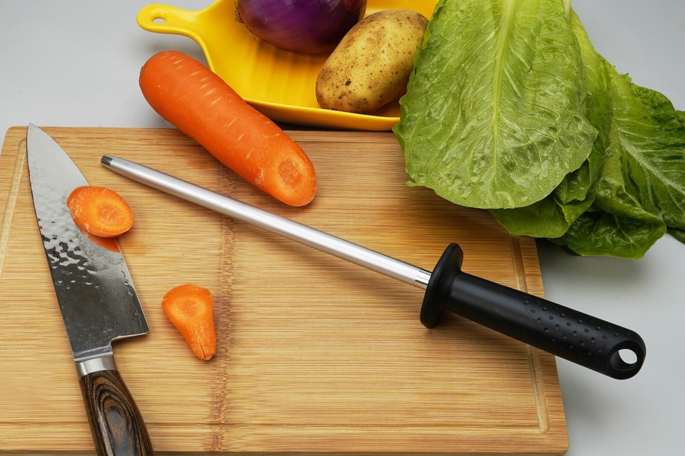 Diamond Solid Sharpening Steel Professional Knife Blade Sharpener Honing Rod