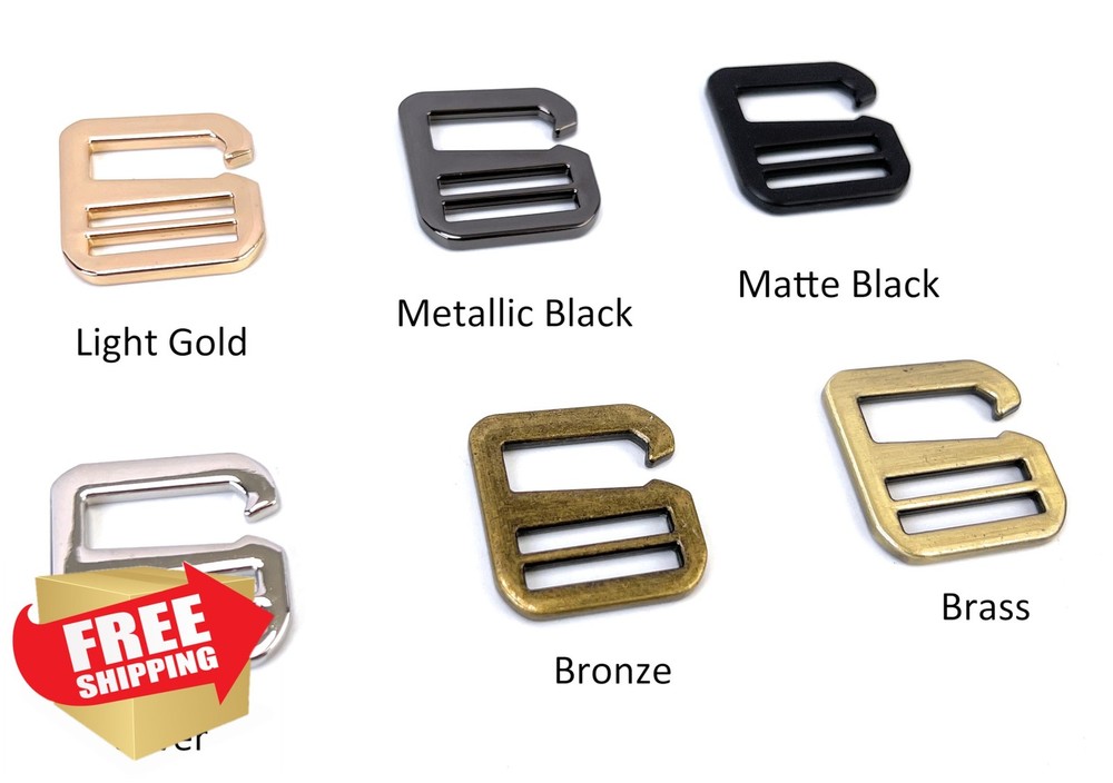 VersaKits 10 Pcs Metal G Hooks Tri-glide Buckles Strap Webbing