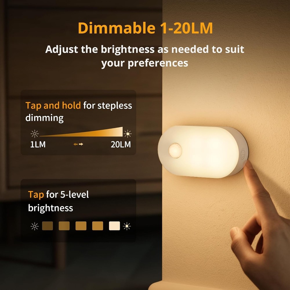 Lyridz 2-Pack Rechargeable Motion Sensor LED Night Light