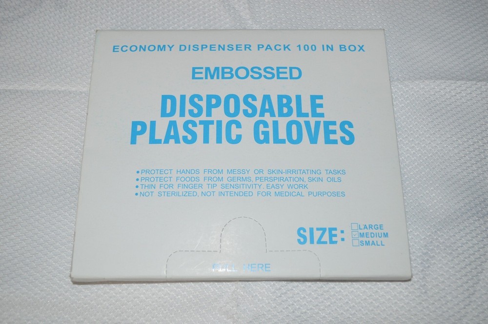 POLY EMBOSSED DISPOSABLE PLASTIC GLOVES ~ MEDIUM ~ 100 IN BOX ~ (5) TOTAL BOXES