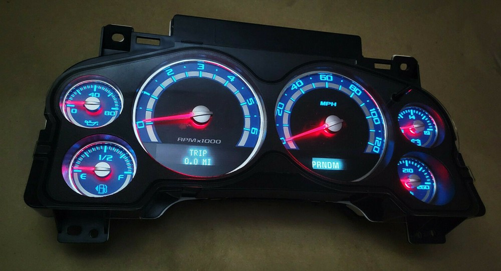SILVERADO, SIERRA, INSTRUMENT GAUGE CLUSTER SPEEDOMETER BLUE LEDS MILES PROGRAM