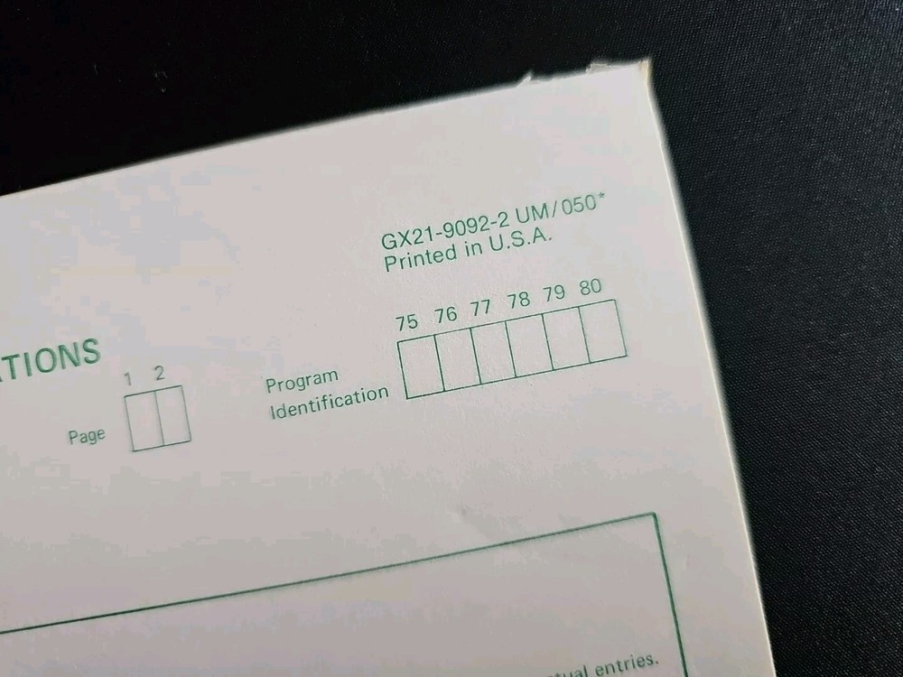 Vintage International Business Machine Corp IBM System 360 RPG Coding Forms Pad