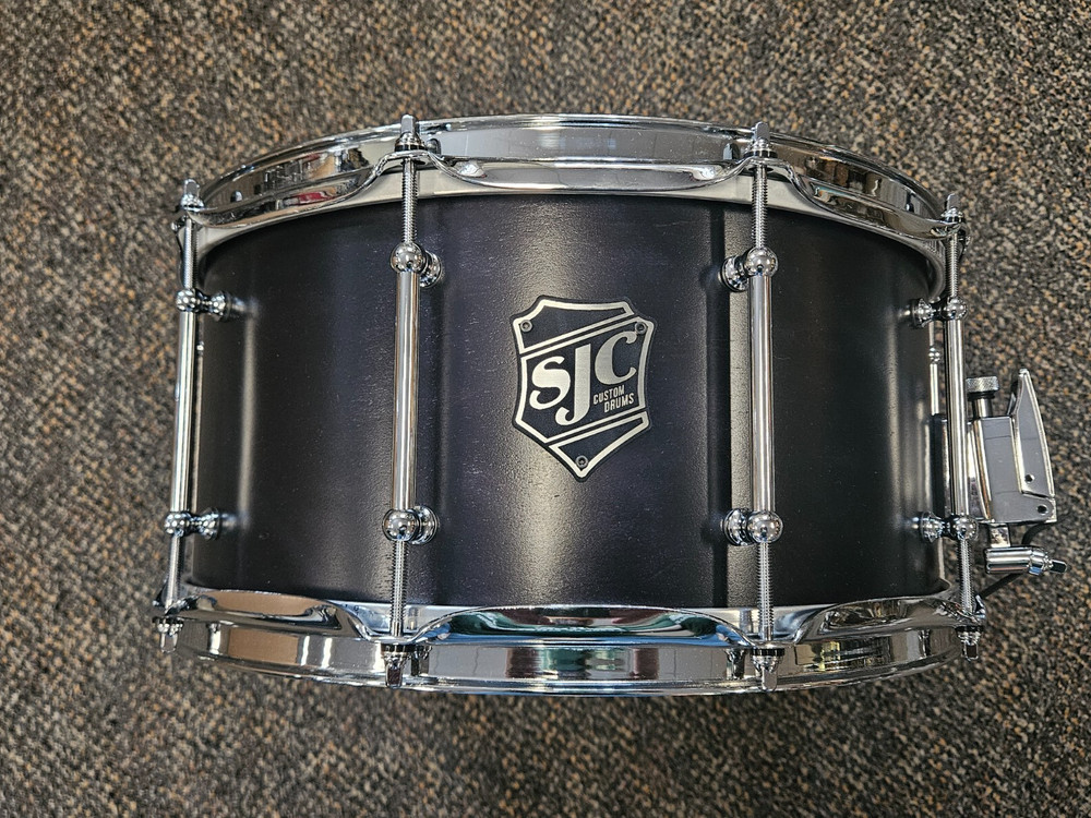 SJC 2023 Custom Maple 7x14 Black Lacquer with Chrome Hardware