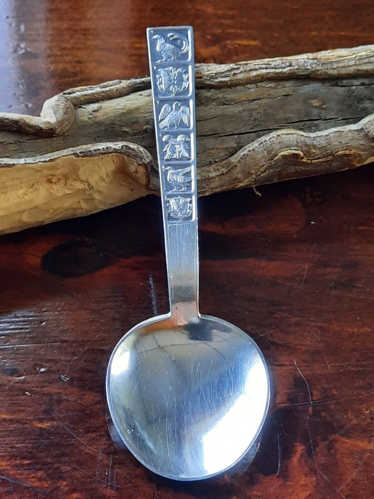 830S Silver David Andersen Bird Tile Baby Spoon, No mono