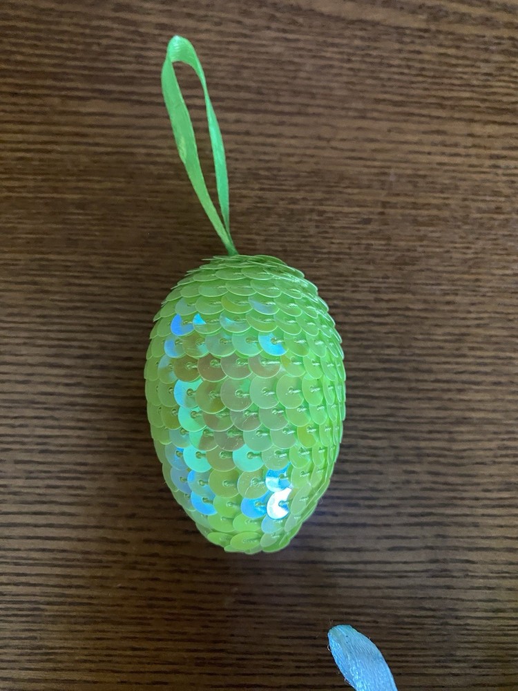 12 BRIGHT SEQUIN EASTER ORNAMENTS 2-1/2"