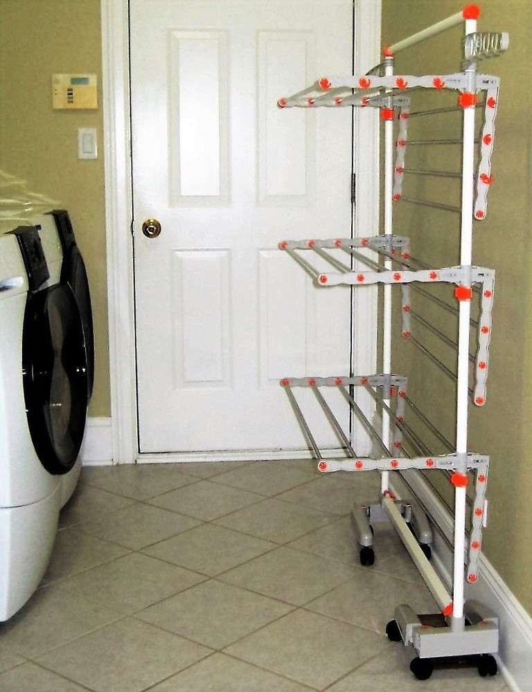 BDPV23 Foldable Rolling 3Tier Clothes Laundry Drying Rack with Stainless Stee...