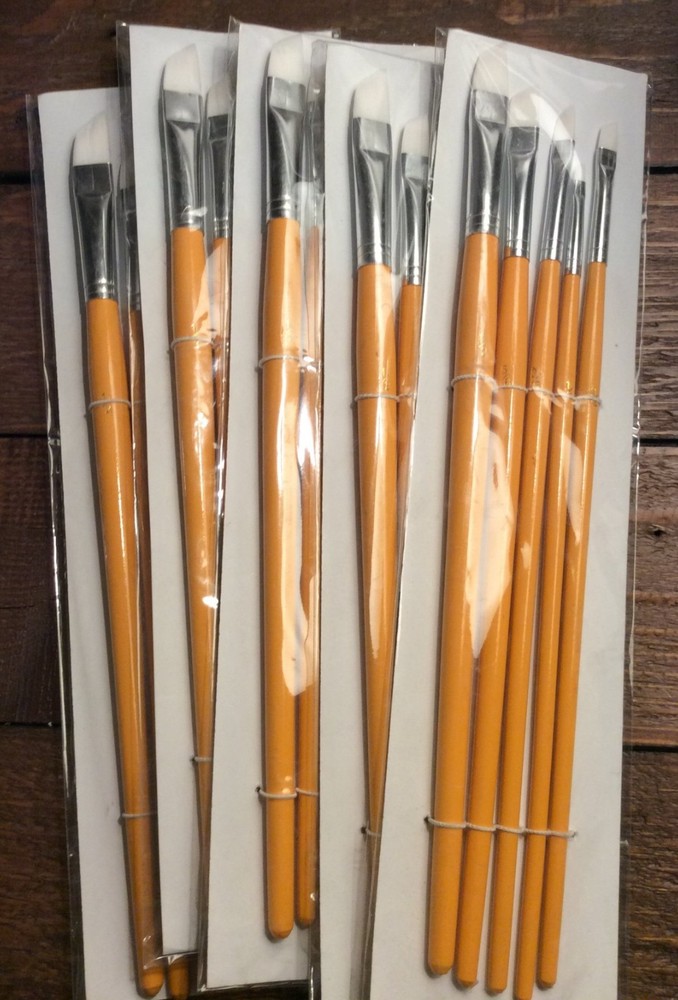 Angular Flat Paint Brushes Synthetic Hair 5pcs  - 5 Sets (ART140)