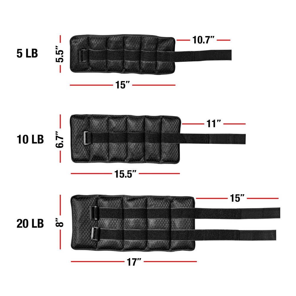 Adjustable Wrist/Ankle Weights, 5-Pound Pair (10 lb total)