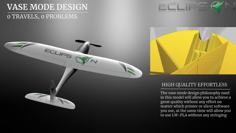 The Ravens Forge Eclipson Model A 3D Printed PLA RC Airplane Kit