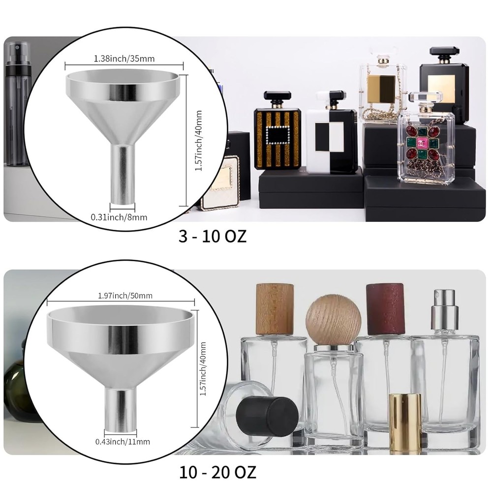Small Metal Funnels Mini Funnel 8 Size Tiny Bottle Funnel, Miniature Atomizer...