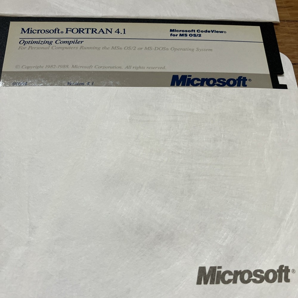 Microsoft Fortran Compiler Version 4.1 Software
