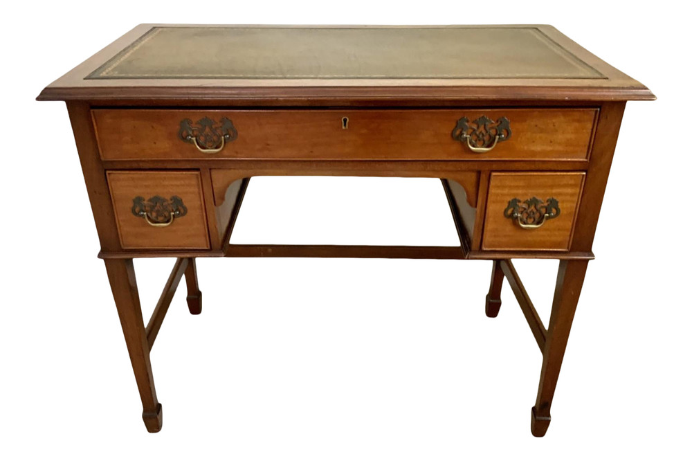 Vintage Georgian Walnut Writing Table With Tooled Leather Top