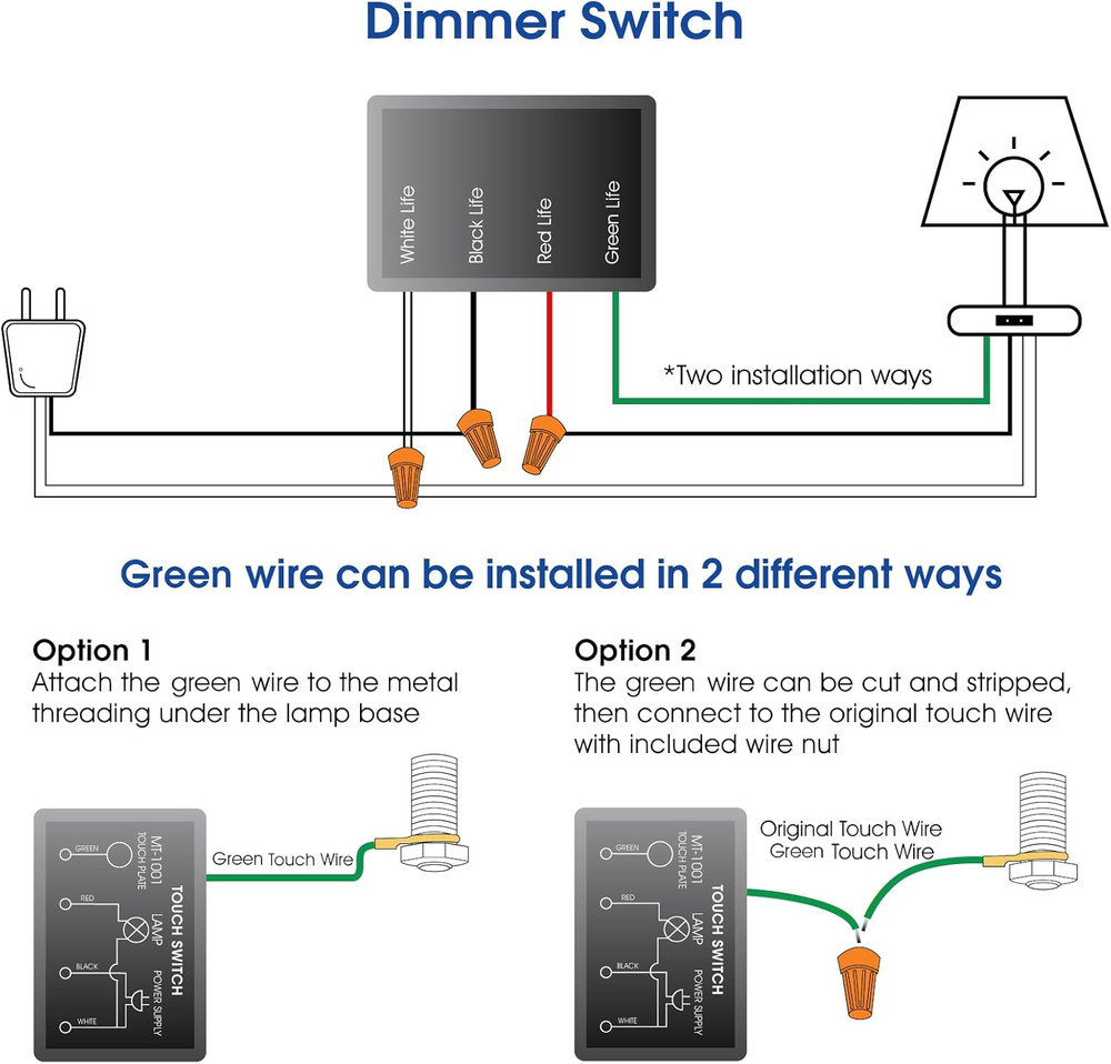 Touch Lamp Switch 2 Pack, Touch Lamp Control Module for Dimmable LED, Incandesce