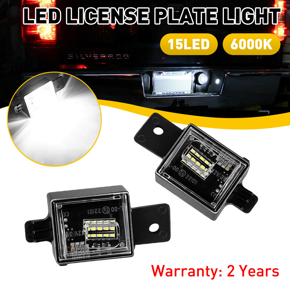 White LED Plate License Light Lamp For Chevy 15-18 1500 2500HD Silverado 3500HD