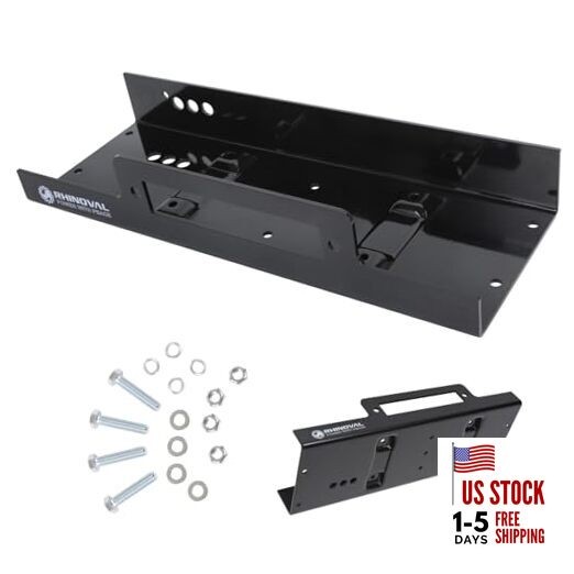 Universal Winch Mounting Plate, 10" x 4.5" Raised Bolt Pattern, 15,000 Black