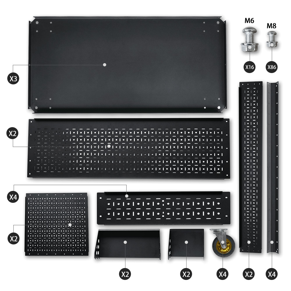 Steel Pegboard Foldable Rolling Tool Cart +Wheels Garage Organizer Tool Storage