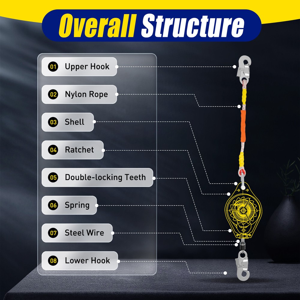23 ft Fall Arrester Fall Protection Fall Arrestor Tool Self Retracting Lifeline