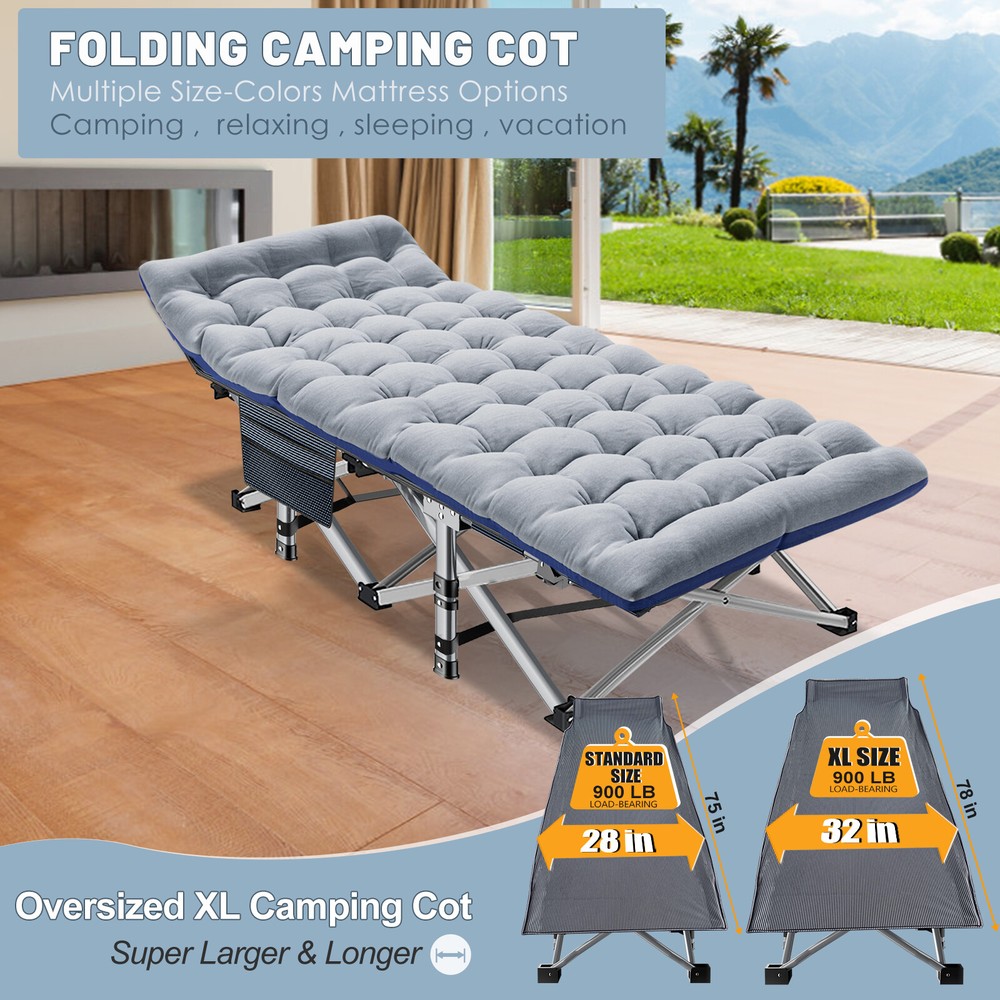 Oversized Adults Folding Sleeping Cot Guest Bed Heavy Duty Portable Cots Camping