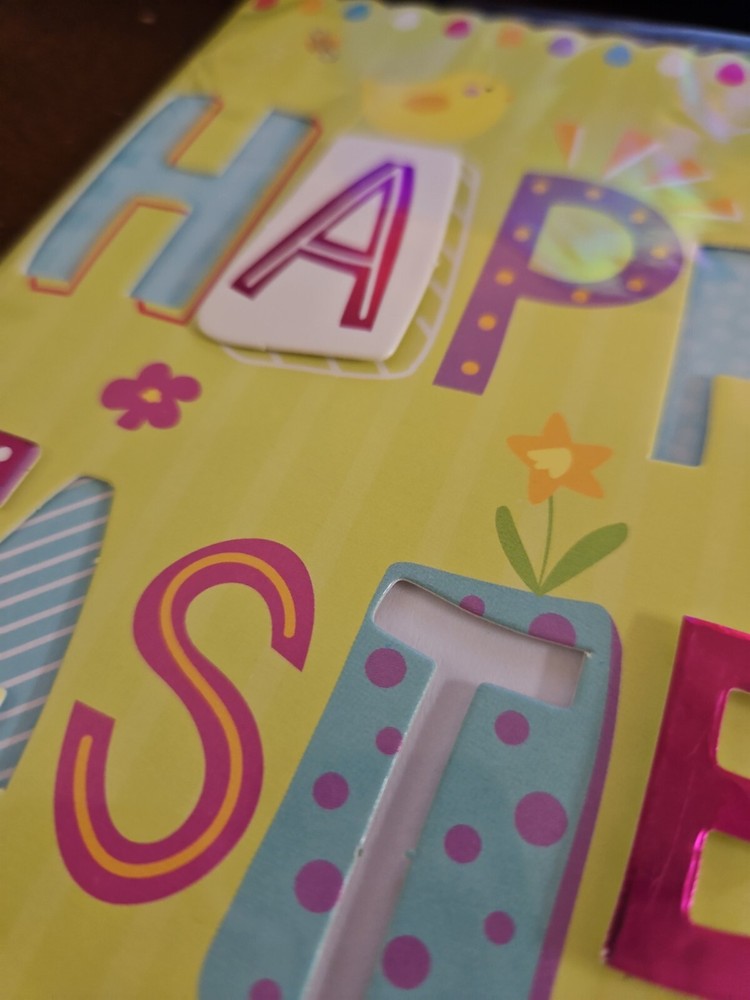 Viola Easter greeting card, dimensional, NIP