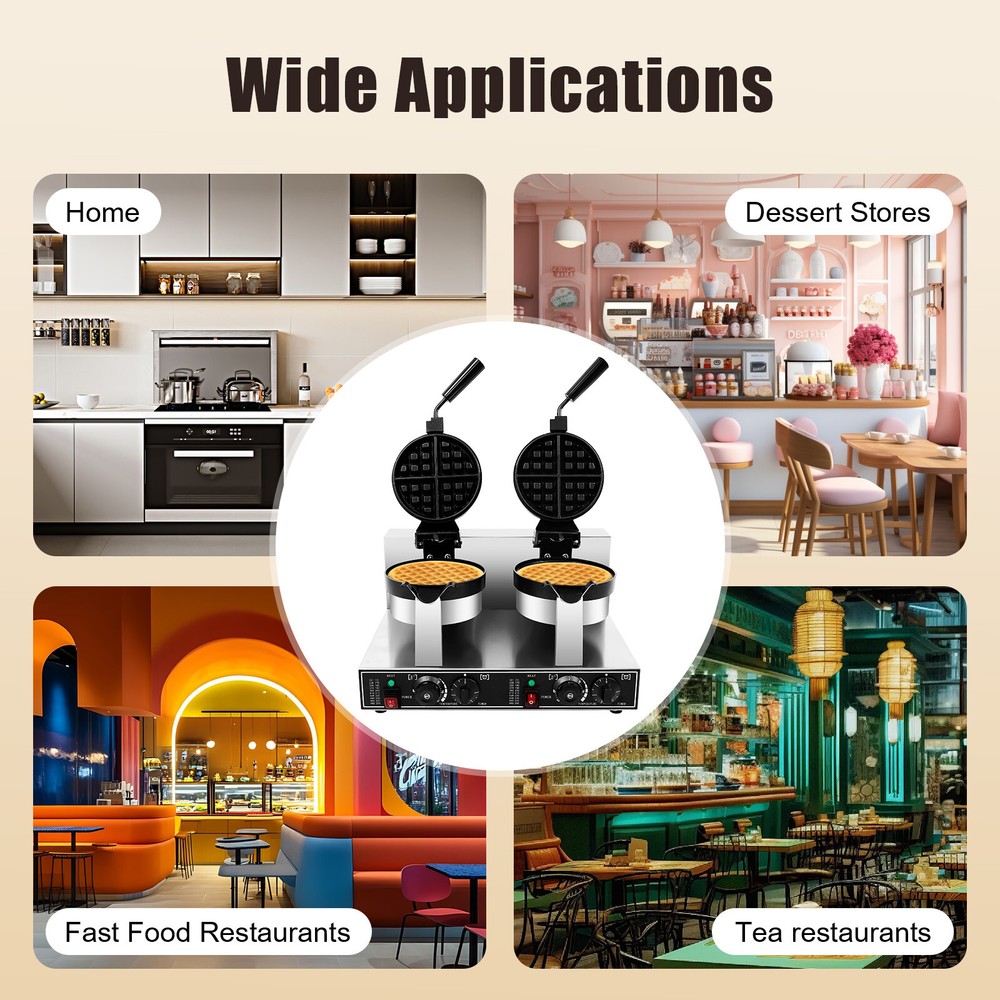 Double Head Waffle Maker Electric Digital Muffin Baker Waffle Making Machine NEW