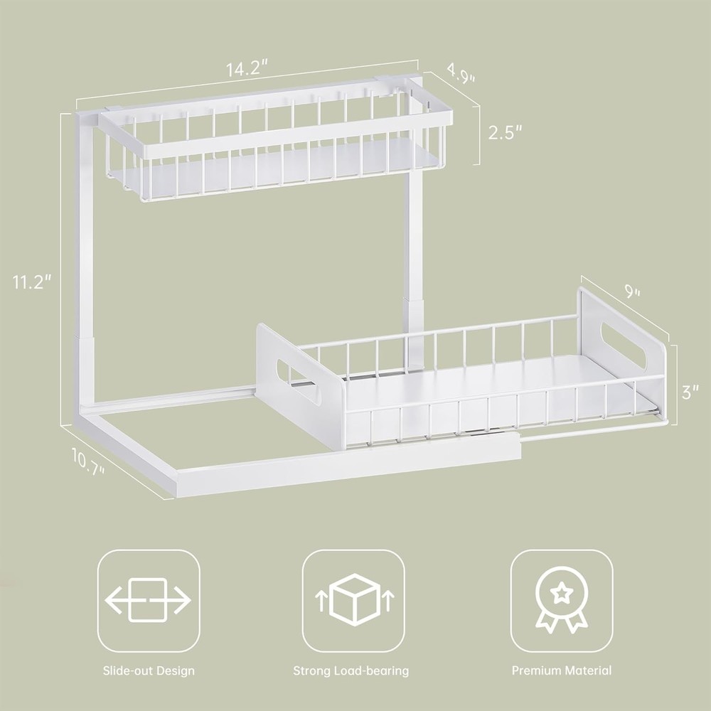 Under Kitchen Sink Organizer 2 Tier Pull Out Bathroom Sink Organizers & Storage