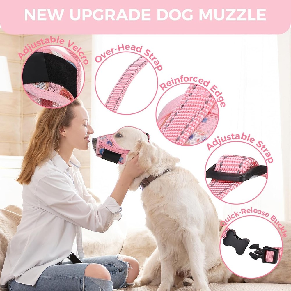 Dog Muzzle Soft Muzzle Anti Biting Barking Chewing Comfortable Air Mesh Mouth