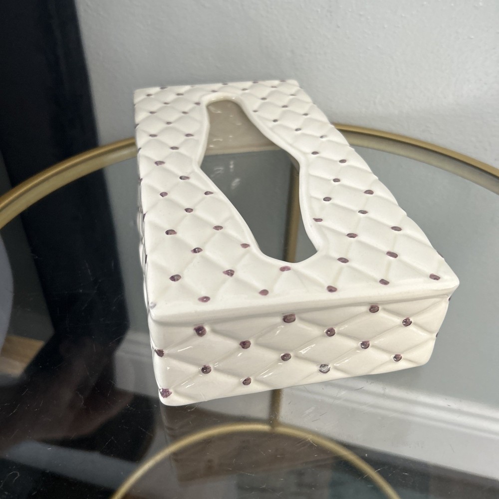 Quilited Ceramic Vanity Tissue Box Vintage