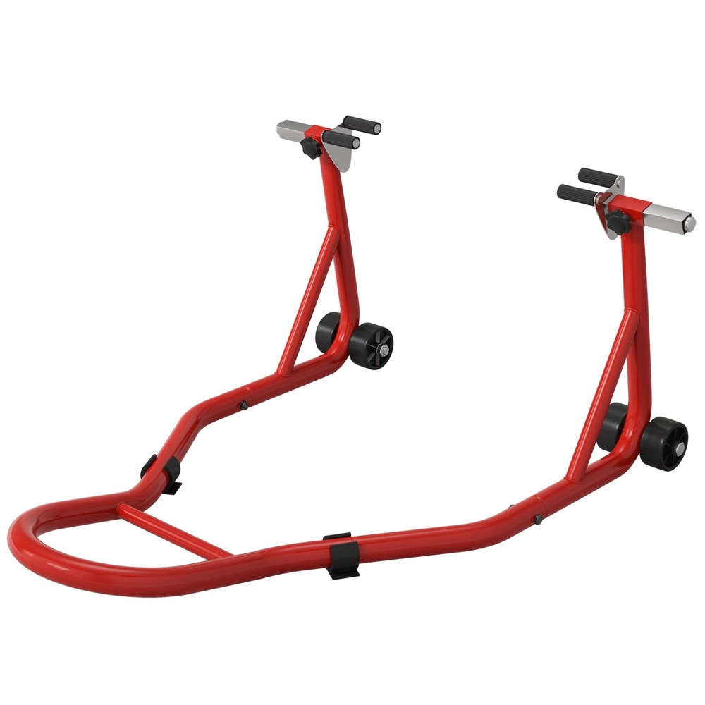 HOMCOM Front Motorcycle Paddock Stand with Pin&Swingarm Spool Adaptors, Red