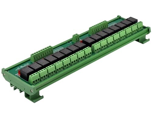 DIN Rail Mount 16 SPDT 10Amp Power Relay Interface Module () DC 24V