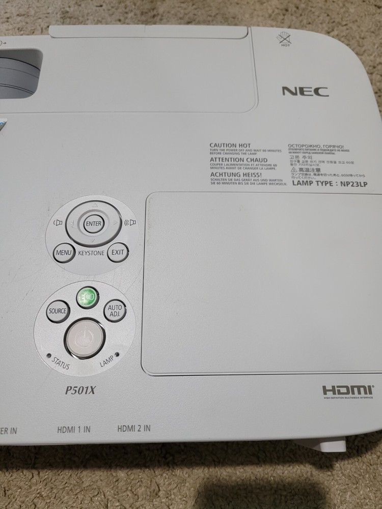 NEC P501X Projector with 0 Lamp Hours